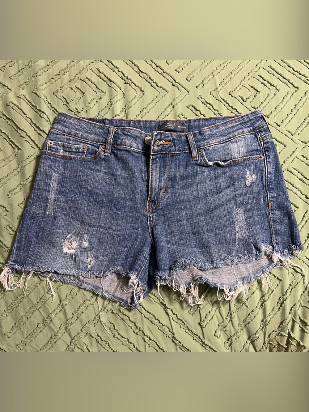 Levi's Blue Distressed Denim Cutoff Shorts